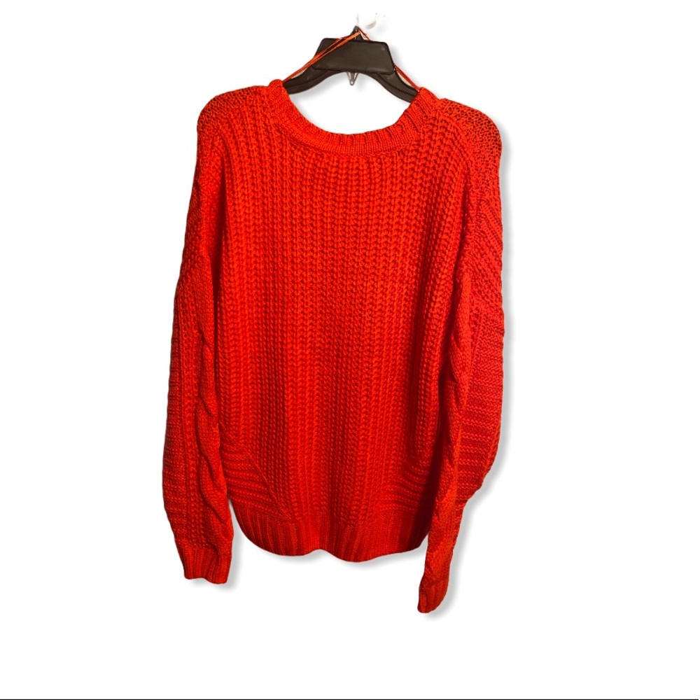 One A Mixed Knit Crew Neck Sweater Riot Orange - Picture 3 of 10